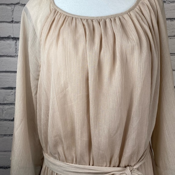 City Studio Champagne Cream Mid Length Boho Formal Dress Elastic Waist size 2X - Picture 4 of 16